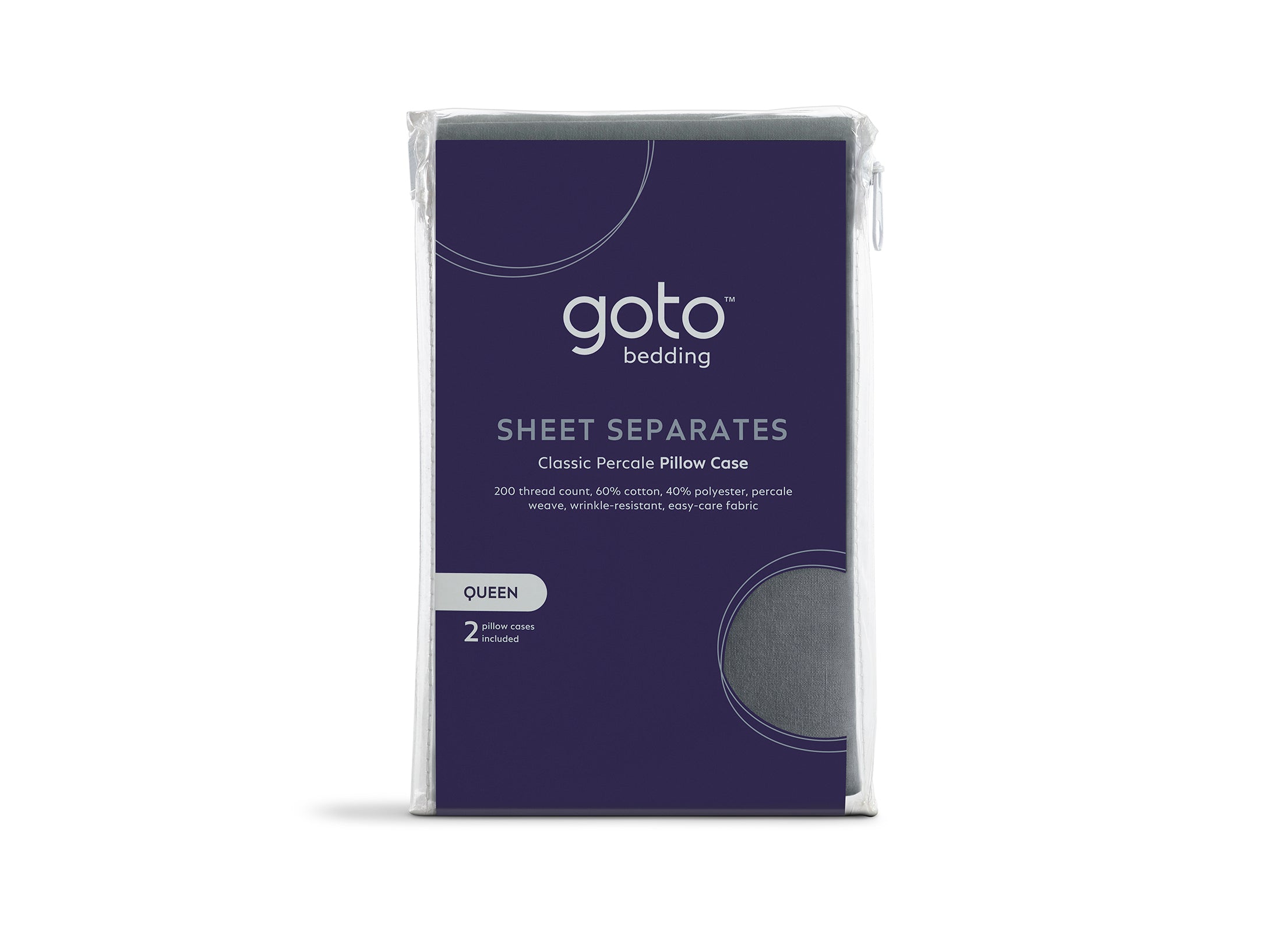 Goto® Percale 2 Pack Pillow Case