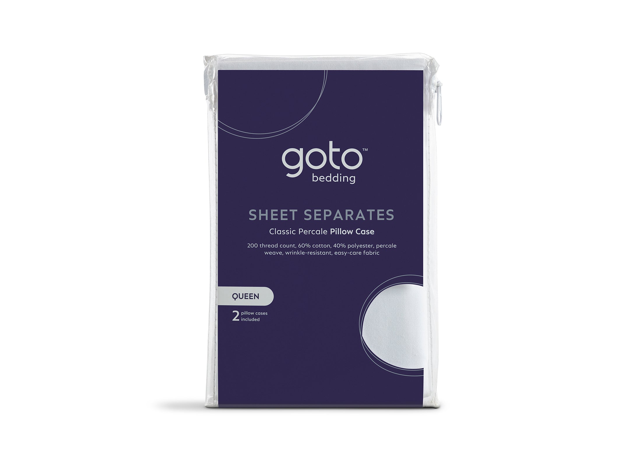 Goto® Percale 2 Pack Pillow Case